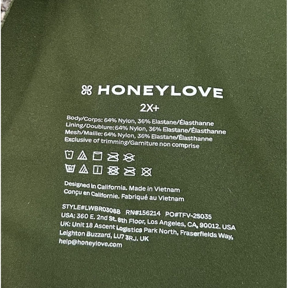 Honeylove Crossover V-Neck Bra Wireless Removable Pads ~ 2X Olive Green - Picture 3 of 8